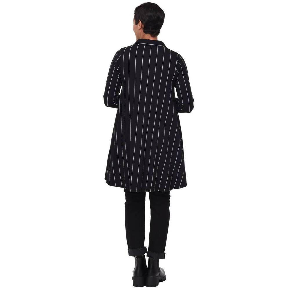 NEW TULIP CLOTHING lauryn button down top in black metro stripe - Picture 3 of 3